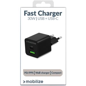 Mobilize Dual USB / USB-C Ladegerät Power Delivery 30W - Schwarz