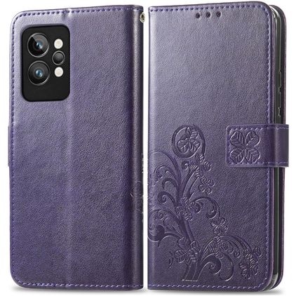 Mobigear Clover Realme GT2 Pro Hülle Klapphülle Geldbörse - Lila