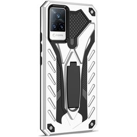 Mobigear Armor Stand Vivo V21 Hülle Hardcase Backcover Stoßfest mit Ständer - Silber