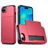Mobigear Card iPhone 17e Hülle Hardcase Backcover Stoßfest mit Kartenhalter - Rot