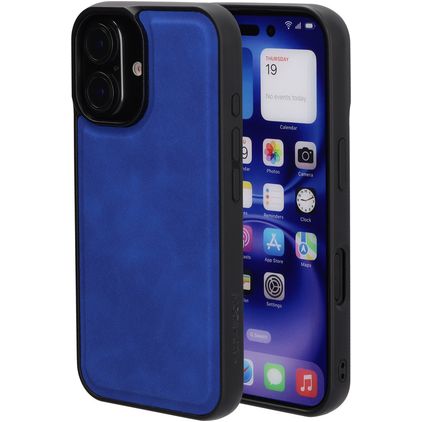 Mobiparts Classic iPhone 16 MagSafe TPU / Kunstleder Backcover - Sapphire Blue