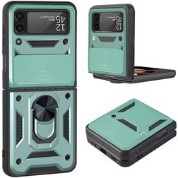Mobigear Armor Ring Samsung Galaxy Z Flip 3 Hülle Hardcase Backcover Stoßfest mit Ringhalter - Grün