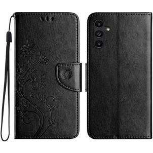 Mobigear Flowers Samsung Galaxy A56 Hülle Klapphülle Geldbörse - Schwarz