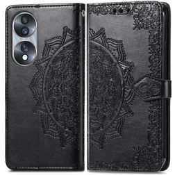 Mobigear Mandala HONOR 70 Hülle Klapphülle Geldbörse - Schwarz