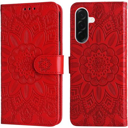 Mobigear Sunflower Samsung Galaxy A37 Hülle Klapphülle Geldbörse - Rot