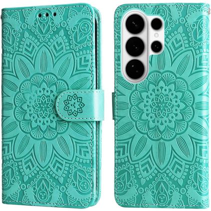 Mobigear Sunflower Samsung Galaxy S26 Ultra Hülle Klapphülle Geldbörse - Grün