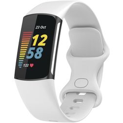 Mobigear Sport Dual Silikon Fitbit Charge 5 Armband Pin-and-Tuck-Verschluss - Weiß
