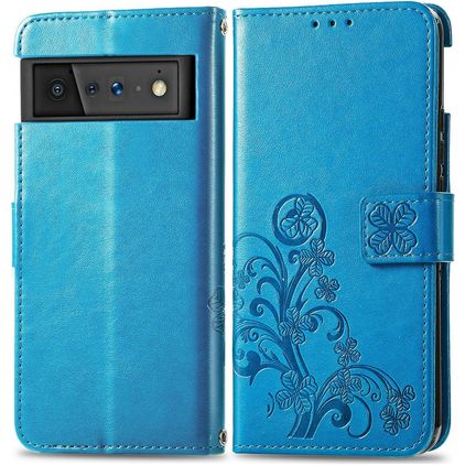 Mobigear Clover Google Pixel 6 Pro Hülle Klapphülle Geldbörse - Blau