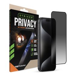 Striker Xtreme Impact Privacy iPhone 15 Pro Panzerglas Gehärtetes Glas Displayschutz Privacy - Hüllenfreundlich - Schwarz