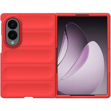 Mobigear Bumpy Samsung Galaxy Z Fold 8 Hülle Flexibles TPU Backcover - Rot