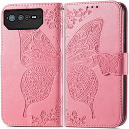 Mobigear Butterfly ASUS ROG Phone 6 Hülle Klapphülle Geldbörse - Pink