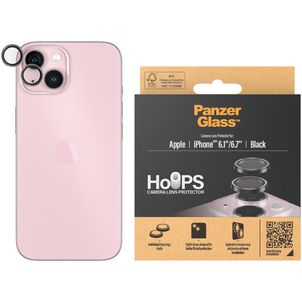 PanzerGlass Hoops iPhone 15 Gehärtetes Glas Kameralinsen Schutz - Hüllenfreundlich - Schwarz