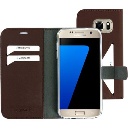Mobiparts Classic Wallet Samsung Galaxy S7 Hülle Klapphülle Geldbörse - Braun
