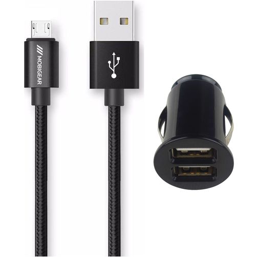 Mobigear Essentials Single USB Auto Ladegerät Micro USB 1 Meter 12W 2.4A - Schwarz