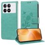 Mobigear Flowers POCO X6 Pro Hülle Klapphülle Geldbörse - Grün