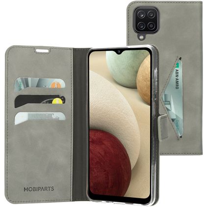 Mobiparts Classic Wallet Samsung Galaxy A12 Hülle Klapphülle Geldbörse - Granite Grey