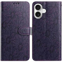 Mobigear Flowers iPhone 17 Hülle Klapphülle Geldbörse - Lila
