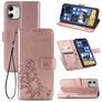 Mobigear Clover iPhone 12 Pro Hülle Klapphülle Geldbörse - Roségold