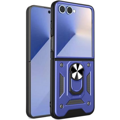 Mobigear Armor Ring Samsung Galaxy Z Flip 7 Hardcase Backcover Shockproof mit Ringhalter - Blau