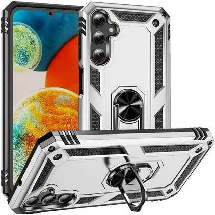 Mobigear Armor Ring Samsung Galaxy A24 Hardcase Backcover Shockproof mit Ringhalter - Silber