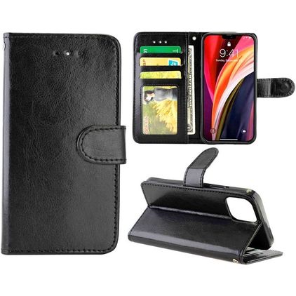 Mobigear Wallet iPhone 12 Hülle Klapphülle Geldbörse - Schwarz