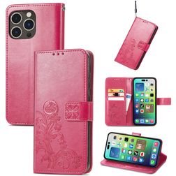 Mobigear Clover iPhone 15 Pro Hülle Klapphülle Geldbörse - Magenta