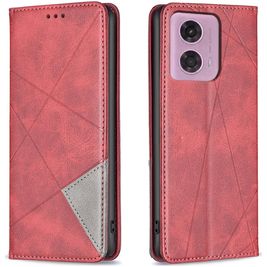 Mobigear Rhombus Slim Motorola Moto E14 Hülle Klapphülle - Rot