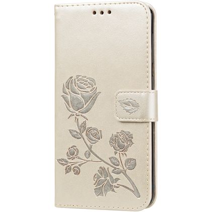 Mobigear Roses Samsung Galaxy A10 Klapphülle Portemonnaie - Gold