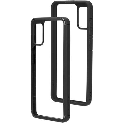 Mobiparts Rugged Clear Samsung Galaxy A41 Hülle Hardcase Backcover Stoßfest - Transparent / Schwarz