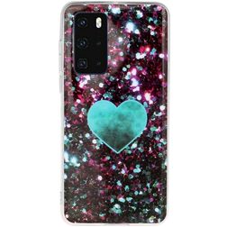 Mobigear Marble Huawei P40 Hülle Flexibles TPU Backcover - Green Love