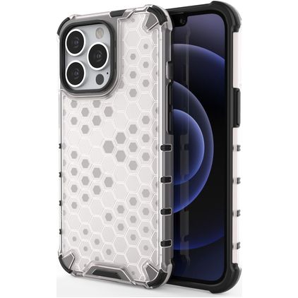 Mobigear Honeycomb iPhone 14 Pro Max Hülle Hardcase Backcover Stoßfest - Weiß