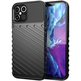 Mobigear Groove iPhone 12 Pro Max Hülle Flexibles TPU Backcover - Schwarz