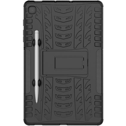 Mobigear Tire Samsung Galaxy Tab S6 Lite Stoßfeste Hardcase Hülle + Stifthalter + Ständer - Schwarz