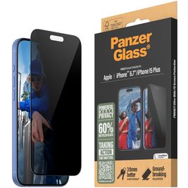 PanzerGlass Ultra-Wide Fit Privacy iPhone 16 Plus Gehärtetes Glas Displayschutz Privacy - Hüllenfreundlich - Schwarz