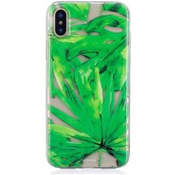 Mobigear Design iPhone XS Hülle Flexibles TPU Backcover - Green Leaf