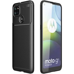 Mobigear Racing Motorola Moto G9 Power Hülle Flexibles TPU Backcover - Schwarz