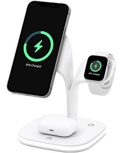 Mobigear MagStation Pro 3in1 MagSafe Ladestation für iPhone / AirPods & Apple Watch - Weiß