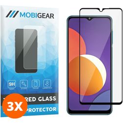 Mobigear Premium Samsung Galaxy M12 Panzerglas Gehärtetes Glas Displayschutz - Hüllenfreundlich - Schwarz (3er Pack)