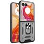 Mobigear Armor Ring Motorola Razr 50 Ultra Hülle Hardcase Backcover Stoßfest mit Ringhalter - Silber
