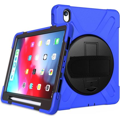 Mobigear SureGrip XGuard iPad Air 11 Zoll (2025) Hülle Kunststoff,Silikon Backcover + Stifthalter + Schulterträger + Ständer - Blau