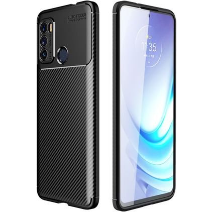 Mobigear Racing Motorola Moto G60 Hülle Flexibles TPU Backcover - Schwarz