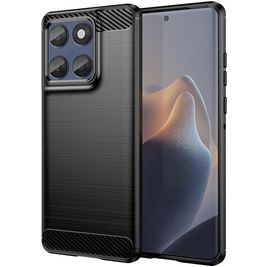 Mobigear Brushed Slim Motorola Edge 60 Fusion Hülle Flexibles TPU Backcover - Schwarz