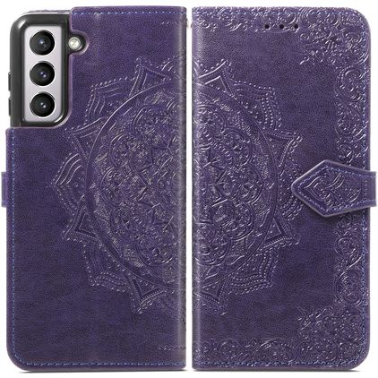 Mobigear Mandala Samsung Galaxy S21 FE Hülle Klapphülle Geldbörse - Lila