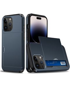 Mobigear Card iPhone 15 Pro Hülle Hardcase Backcover Stoßfest mit Kartenhalter - Dunkelblau