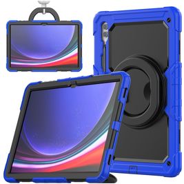 Mobigear RingGuard Samsung Galaxy Tab S10 Ultra Hülle Kunststoff,Silikon Backcover + Stifthalter + Schulterträger + Ständer - Blau