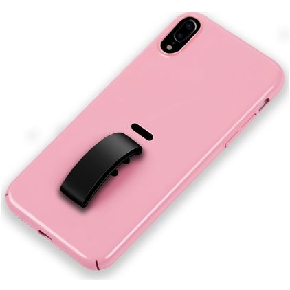 Mobigear Rubber Ring iPhone XS Max Hardcase Backcover mit Ringhalter - Pink