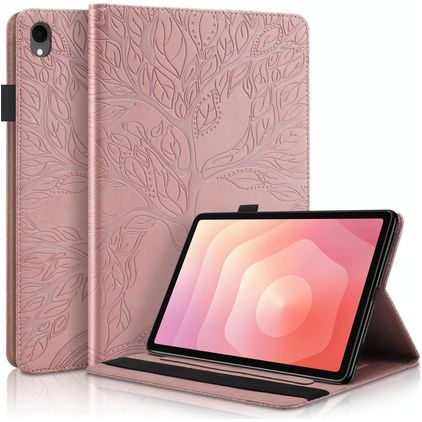 Mobigear Tree Samsung Galaxy Tab S11 Hülle Klapphülle + Stifthalter - Roségold