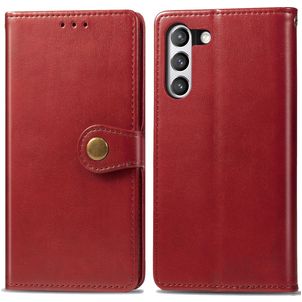 Mobigear Snap Button Samsung Galaxy S21 FE Hülle Klapphülle Geldbörse - Rot