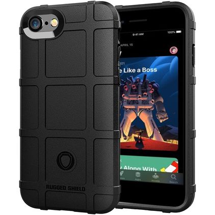 Mobigear Rugged Shield iPhone 8 Hülle Flexibles TPU Backcover Stoßfest - Schwarz