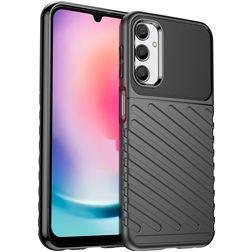 Mobigear Groove Samsung Galaxy A24 Hülle Flexibles TPU Backcover - Schwarz